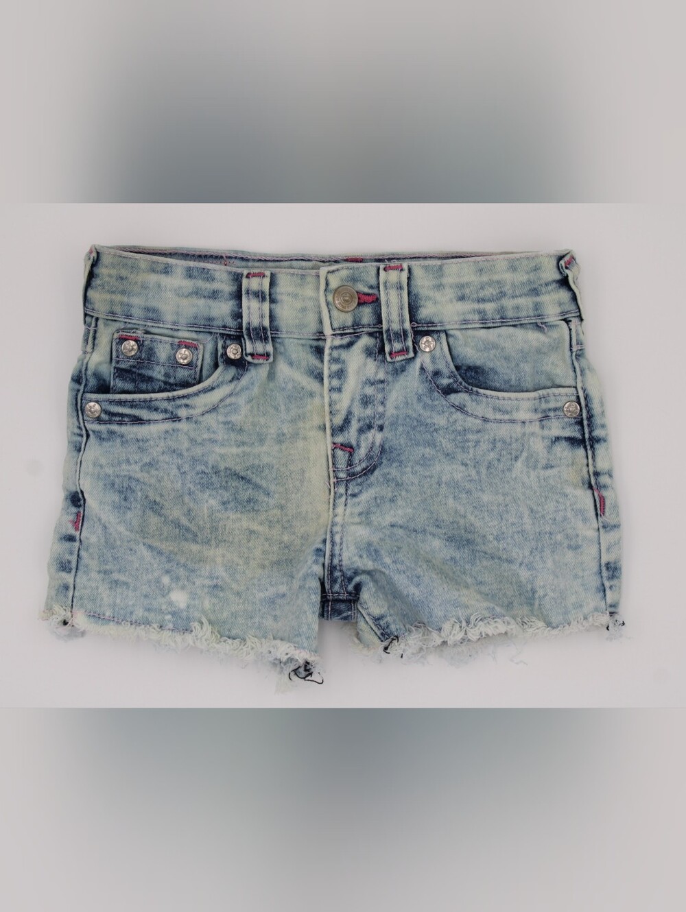 True Religion Girls Denim Shorts Light Wash Frayed Size M 5/6